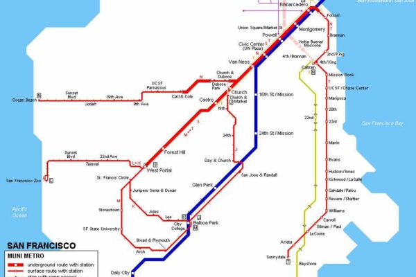 Plan métro Muni San Francisco