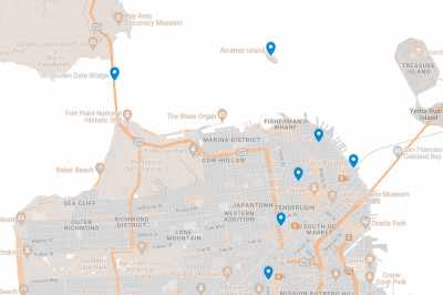 Carte des monuments à San Francisco